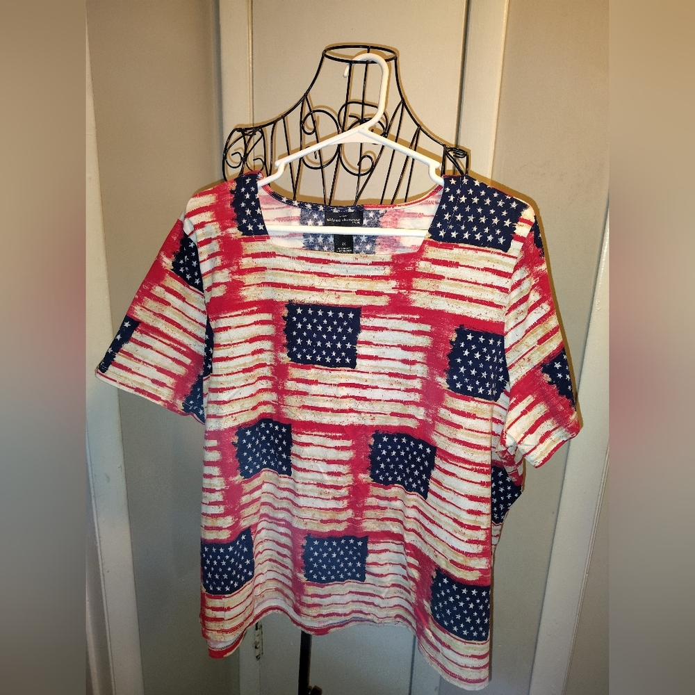 Alfred Dunner Women Plus Size 2X American Flag Print